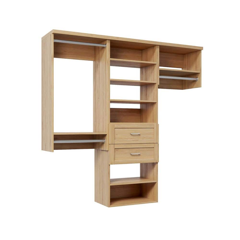 VIA Closets 106.5 in. W Natural Oak Reach-in Wall-Mount 3-Rod 2