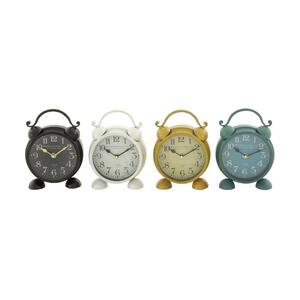 Multi Color Metal Vintage Analog Tabletop Clock (Set of 4)
