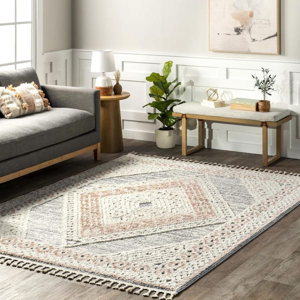 Acacia Beige 7 ft. x 9 ft. Geometric Area Rug