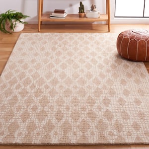 Abstract Beige/Ivory 6 ft. x 6 ft. Geometric Diamond Square Area Rug