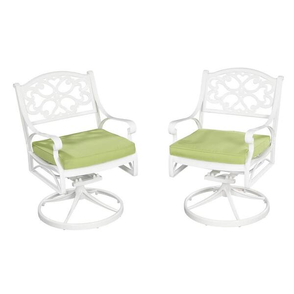 HOMESTYLES Sanibel White Swivel Rocking Cast Aluminum Outdoor Dining