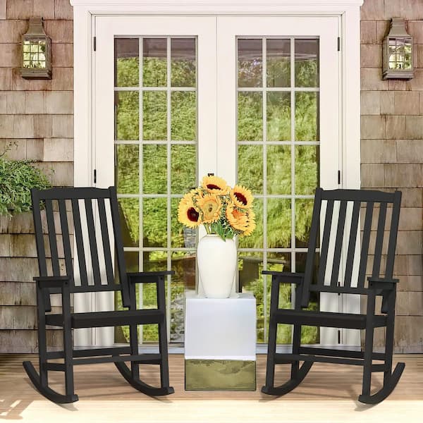 Lue Bona Orson Black Acacia Wood Classic Adirondack Weather Resistant