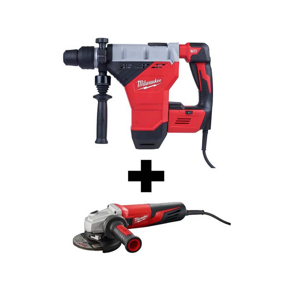 Milwaukee 15 Amp Corded 1-3/4 in. SDS-Max Combination Hammer w/E-Clutch with 13 Amp 5 in. Small Angle Grinder w/Dial Speed -  5546-21-6117-3
