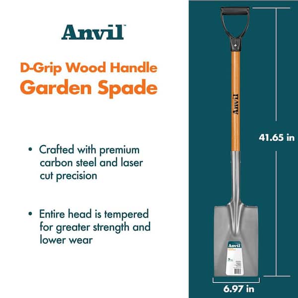 Anvil 28 in. D-Grip Short Wood Handle Garden Spade 77424-948 - The