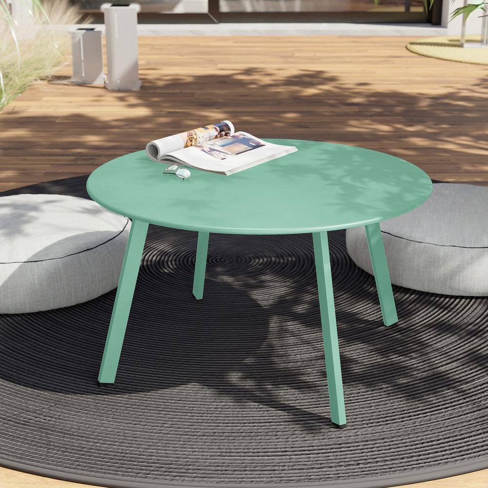 DESwan Mint Blue Round Steel Outdoor Coffee Table BSCZY010MB The