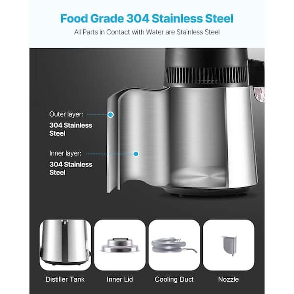 SKYSHALO 25 Cups, Larger Pure Water Distiller 6L 1.6 Gal. 900W