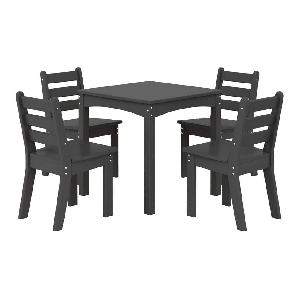 Garden Party Children's 5-Piece Square Outdoor Patio All Weather HDPE Plastic Top Gray Dining Table Set price history on PriceWatchPro