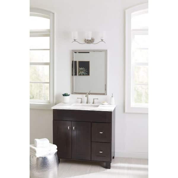 Inspire Collection 23-3/8 in. 3-Light Brushed Nickel Etched Glass Traditional Bath Vanity Light