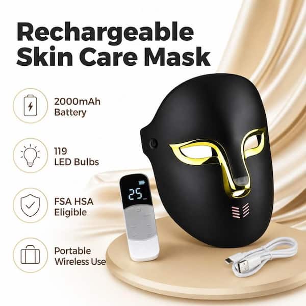Numhew 4-Color LED Light Therapy Face Mask, 119 Lamp Beads