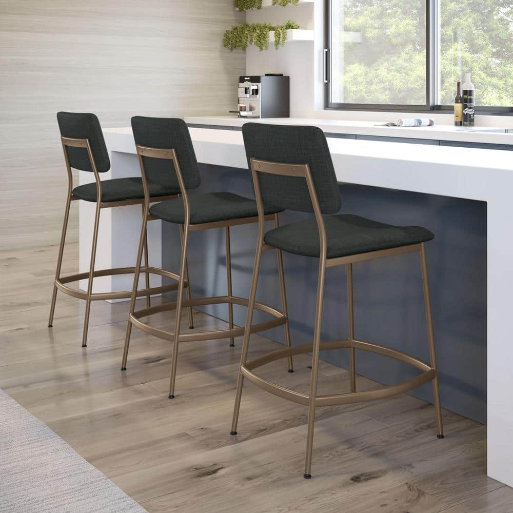 Sullivan 26" Chic Black Polyester and Bronze Metal Counter Stool