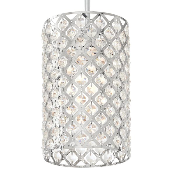 Home Decorators Collection 1-Light Chrome and Crystal Mini Pendant