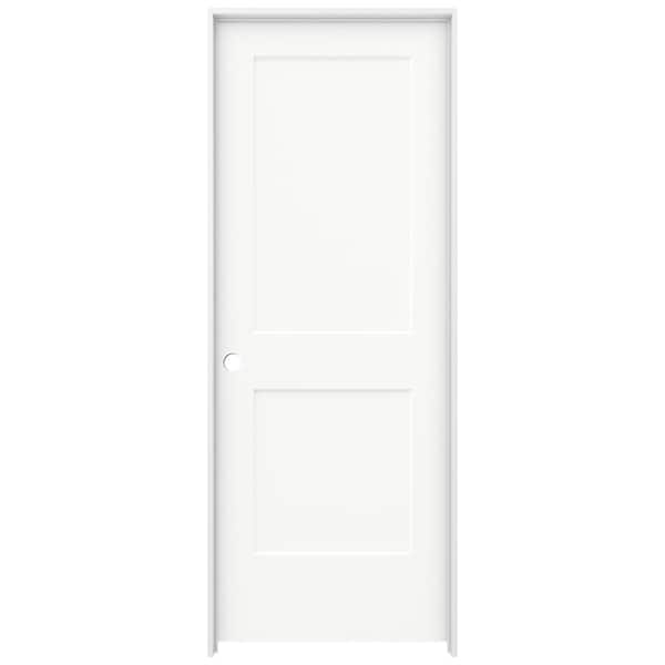 JELD-WEN 32 in. x 80 in. Monroe White Painted Right-Hand Smooth Solid Core Molded Composite MDF Single Prehung Interior Door
