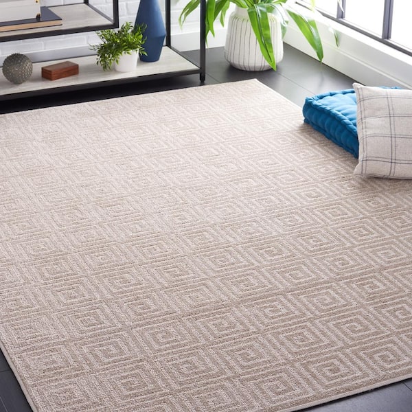 Pattern and Solid Beige 8 ft. x 10 ft. Abstract Geometric Area Rug