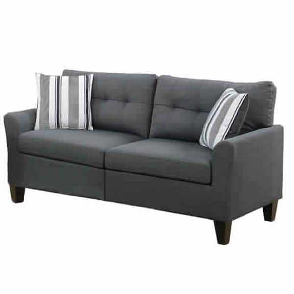 Benjara 32 in. Charcoal Gray Glossy Polyfiber 4-Seat Sofa