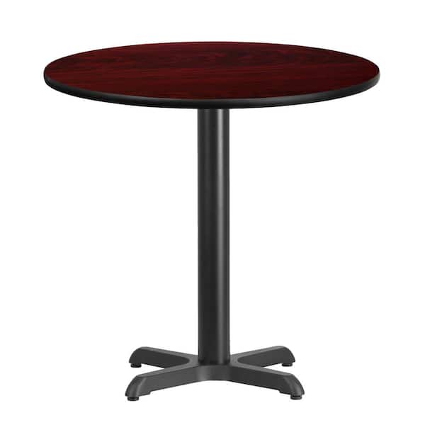 Flash Furniture 30 in. Round Mahogany Laminate Table Top with 22 in. x 22 in. Table Height Base