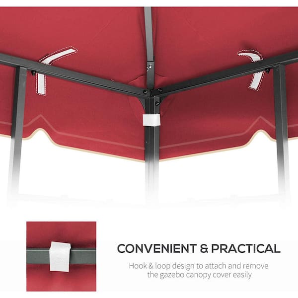 Red 10 ft. x10 ft. Outdoor Patio Gazebo Replacement Canopy