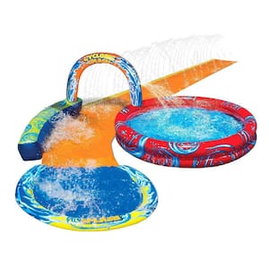 Multi-color Cyclone Splash Vinyl Park Inflatable with Sprinkling Slide and Water Aqua Pool