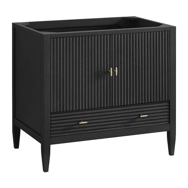 Myrrin 35.88 in. W x 23.5 in. D x 32.88 in. H Single Bath Vanity Cabinet without Top in Carbon Oak