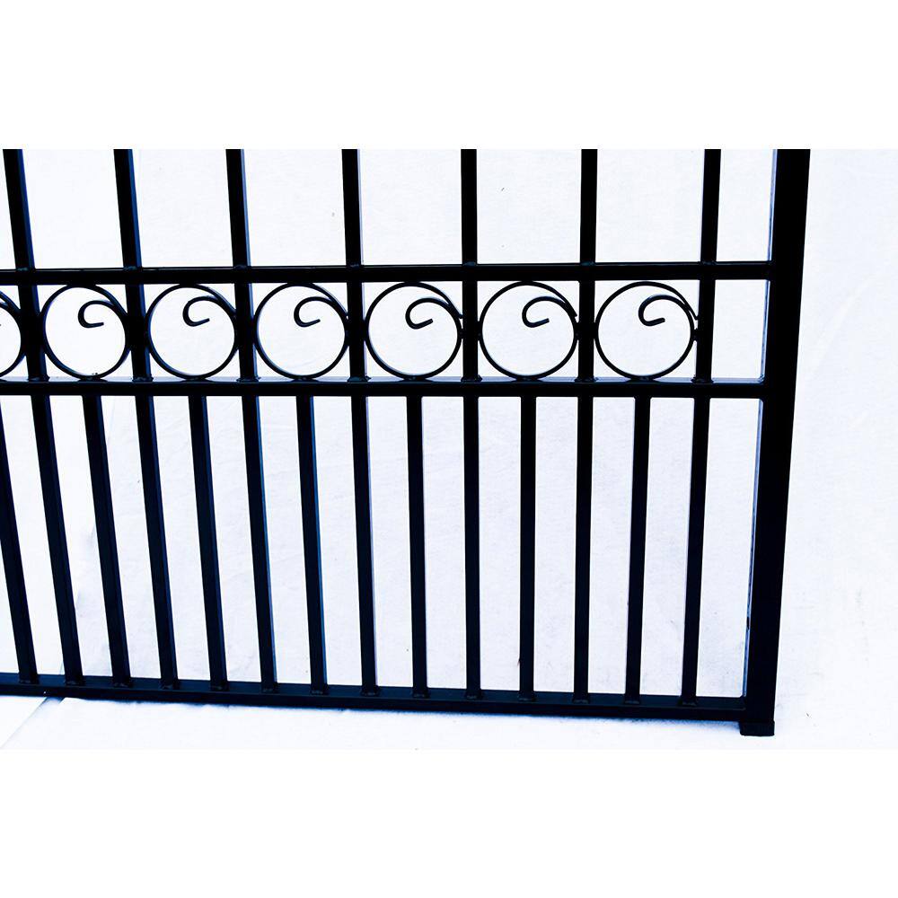Black Steel Arched Sliding Driveway Gate with Pointed Pickets