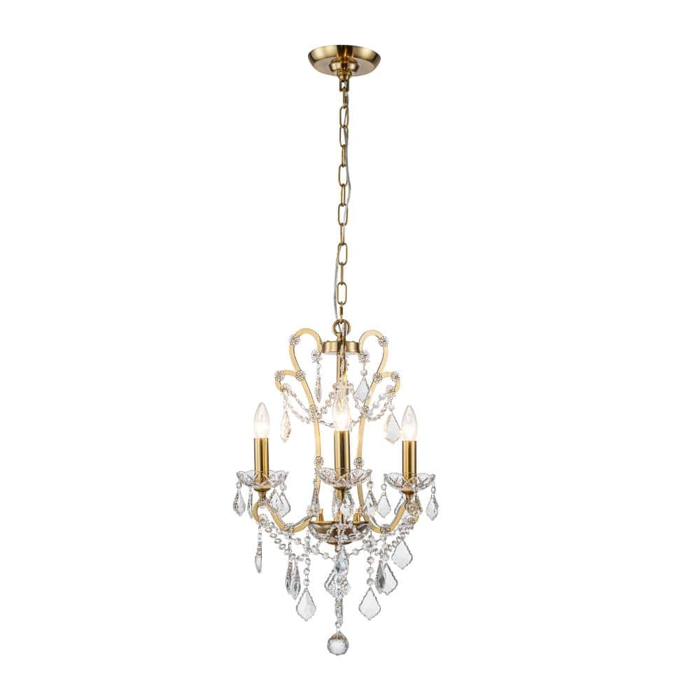 3-Light Crystal Chandelier with Brass Finish, Dimmable Ceiling Fixture price history on PriceWatchPro