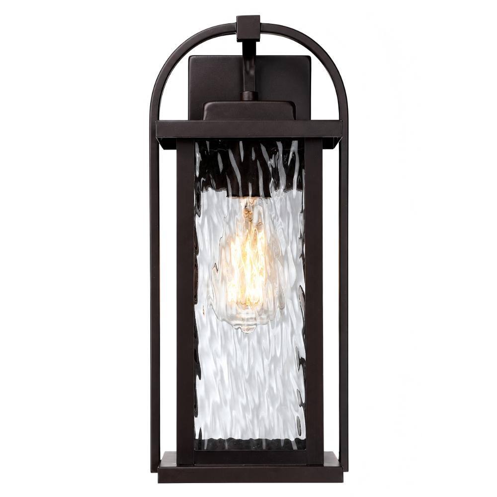 15.25 in. 1-Light Oil Rubbed  Bronze Wall Lantern Sconce with Water Glass, No Bulbs Included price history on PriceWatchPro