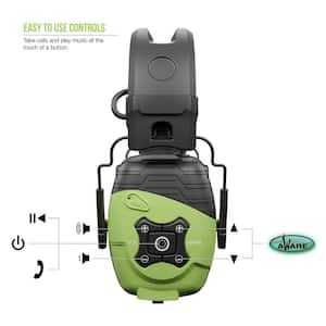 Link Aware Bluetooth Earmuff Hearing Protector 25 dB NRR, OSHA Compliant Ear Protection, Bright Green