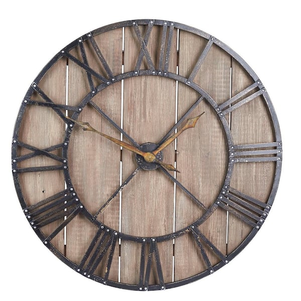 HOUSEHOLD ESSENTIALS Round Roman Wall Clock