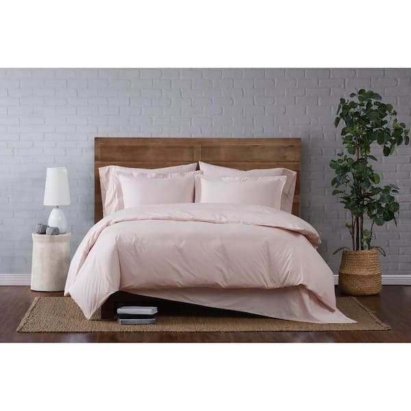 Brooklyn Loom Classic 3-Piece Cotton Blush Full/Queen Duvet Set