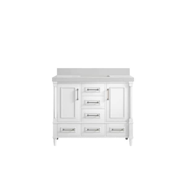 Willow Collections Hudson 42 in. W x 22 in. D x 36 in. H Bath Vanity in White with 2 in. Carrara Quartz Top