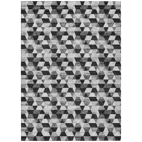 Chantille Machine Washable Indoor/Outdoor Abstract ACN2694 Black 10 ft. x 14 ft. Area Rug