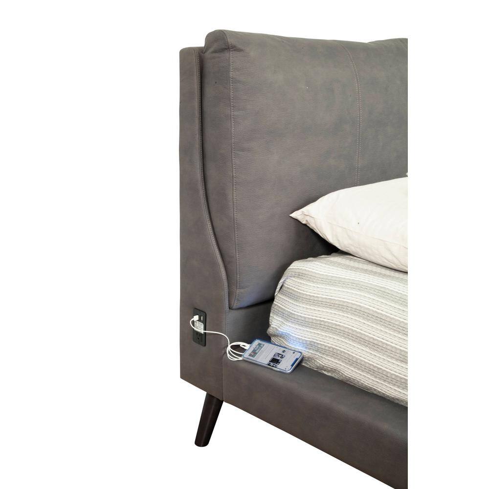Gabriela Gray Upholstery, Black Legs Wood Frame King Platform Bed