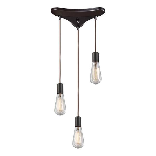 Titan Lighting Menlow Park 3-Light Oiled Bronze Ceiling Mount Pendant