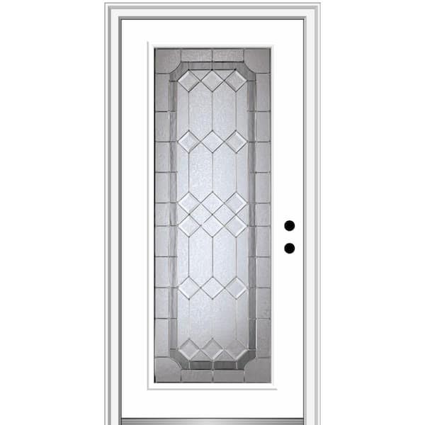 MMI DOOR Majestic 32 in. x 80 in. Left-Hand Inswing Full Lite Decorative Primed Fiberglass Prehung Front Door on 6-9/16 in. Frame