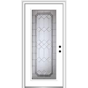 Majestic 36 in. x 80 in. Left-Hand Inswing Full Lite Decorative Primed Fiberglass Prehung Front Door on 4-9/16 in. Frame