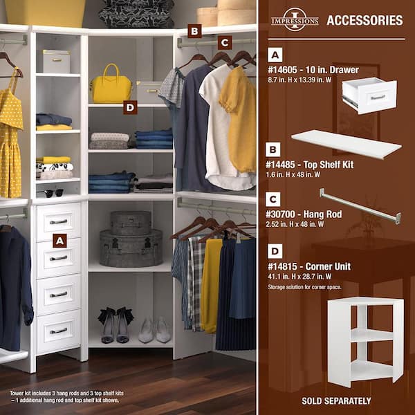 ClosetMaid - Impressions Basic 48 in. W - 112 in. W White Wood Closet System