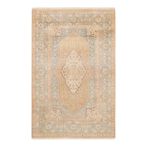 Mogul Yellow 4 ft. x 6 ft. Oriental Wool Indoor Area Rug