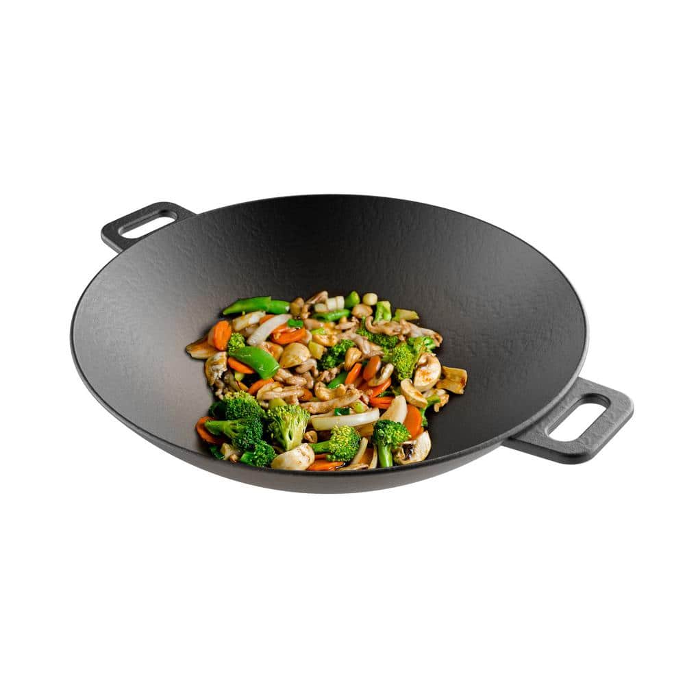 Lodge 14" Black Cast Iron Dual Handle Wok