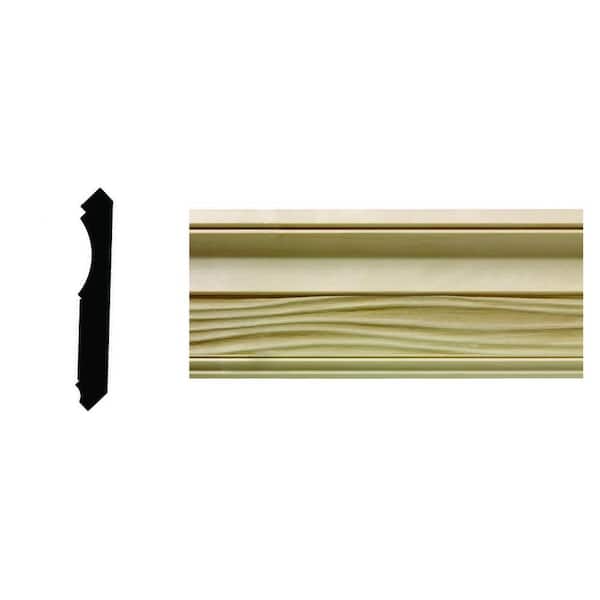 Ornamental Mouldings 1/2 in. x 3-21/32 in. x 96 in. Hardwood White Unfinished Wave Crown Moulding