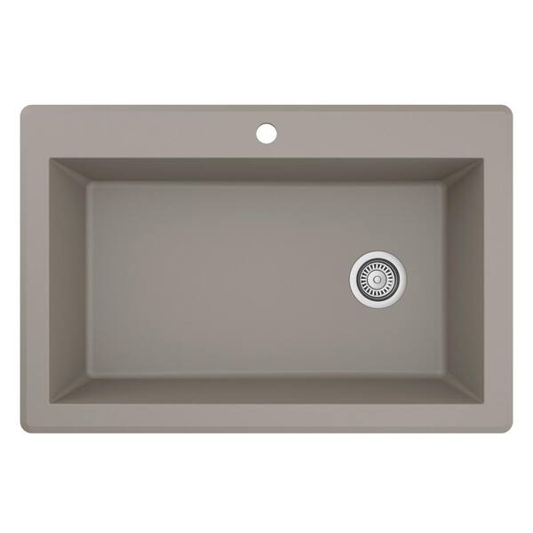 Drop-In Quartz/Granite Composite 33 in. 1-Hole Single Bowl Kitchen Sink in Concrete