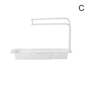 Modern Telescopic Sink Rack Holder Expandable Storage Drain Basket for Kitchen, Shelf, Sponge Basket, White