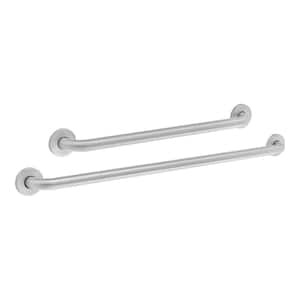 24 in. x 1-1/4 in. and 36 in. x 1-1/4 in. Concealed Screw Grab Bar Combo in Brushed Stainless Steel
