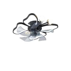 20 in. LED Indoor Black Smart Butterfly Shape Ceiling Fan with Remote and Mobile APP Control and Timer