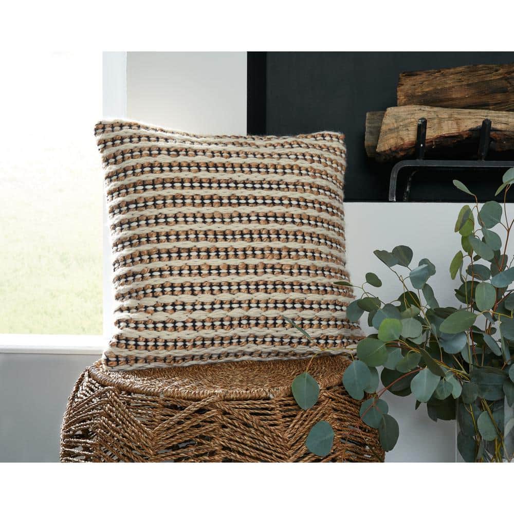 Nealington 20" Square Wool and Jute Striped Pillow