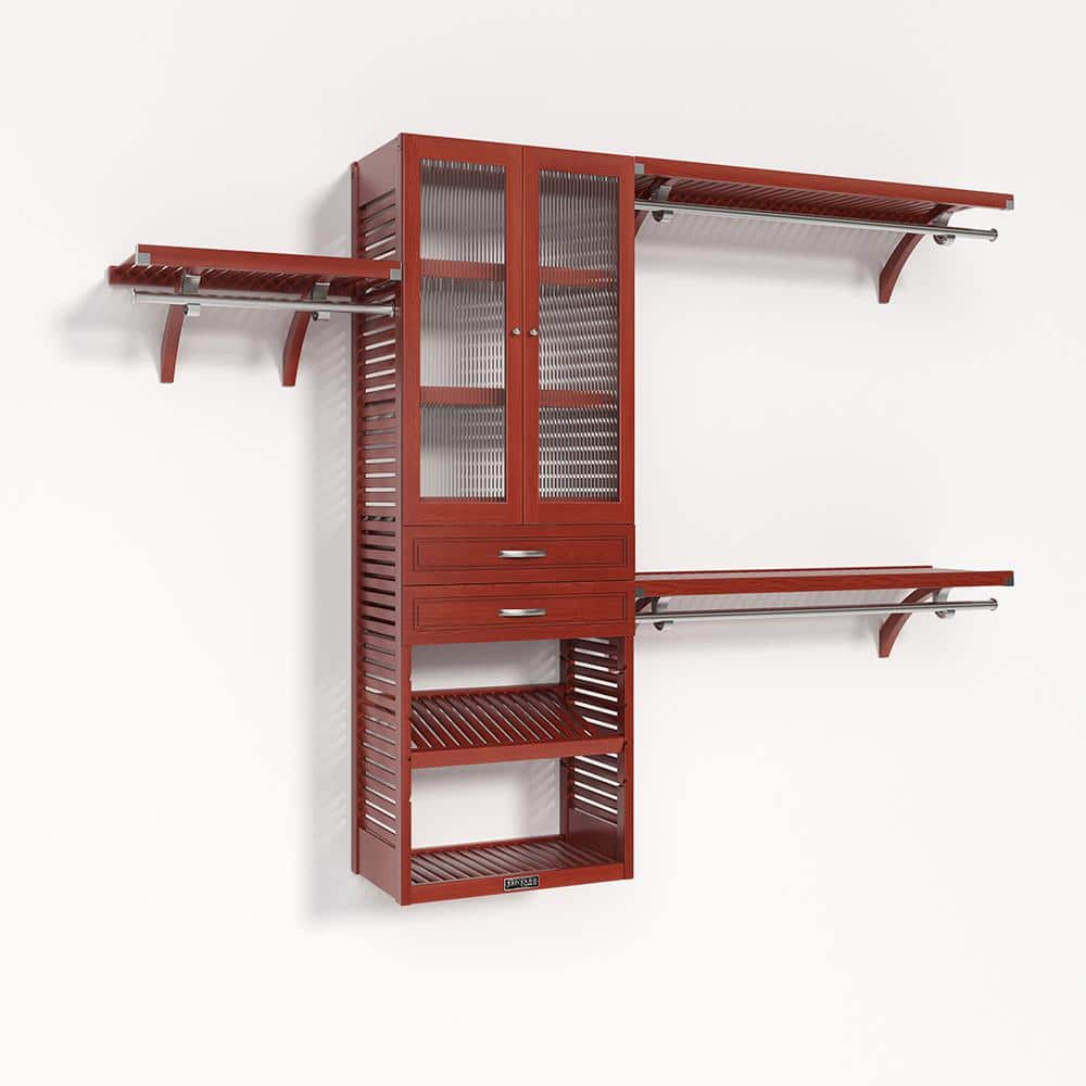 72 in. W - 120 in. W Red Mahogany Walk in with 2 Drawers and Glass Door 16 in. Shelf Wood Closet System price history on PriceWatchPro