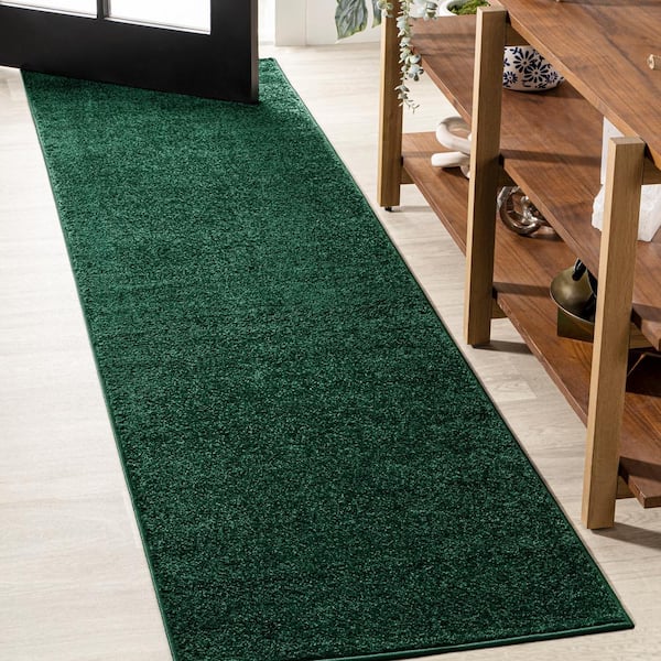 Haze Solid Low-Pile Emerald 2 ft. x 16 ft. Runner Rug
