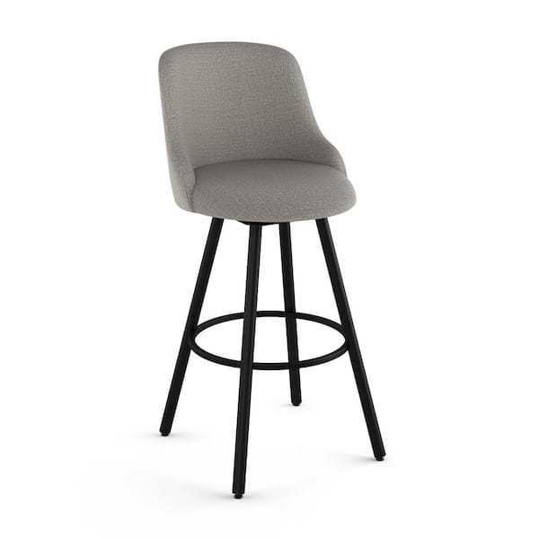 Amisco Kelsea 26 in. Silver Grey Polyester/Black Metal Swivel Counter Stool