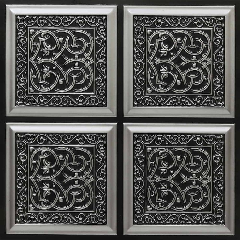 Lover's Knot Antique Silver 2 ft. x 2 ft. PVC Glue Up Faux Tin Ceiling Tile (200 sq. ft./case) price history on PriceWatchPro