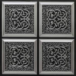 Lover's Knot 2 ft. x 2 ft. Glue Up PVC Ceiling Tile in Antique Silver