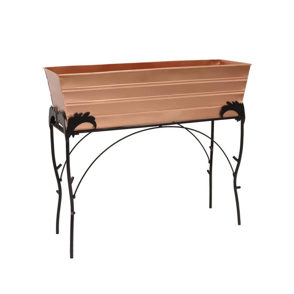 30 in. H Rectangular Copper Plated Galvanized Steel Large Flower Box with Black Wrought Iron Flora Stand price history on PriceWatchPro