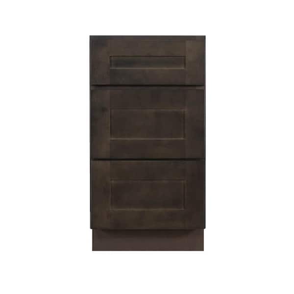 LIFEART CABINETRY Lancaster Shaker Assembled 21 in. x 34.5 in. x 24 in. Base Cabinet with 3 Drawers in Vintage Charcoal
